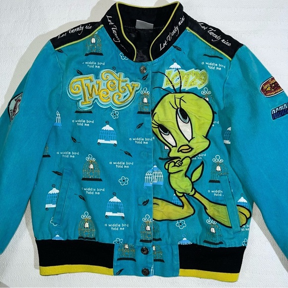 Vintage Looney Tunes Tweety Bird Jacket Mens M Warner Bros 90s Retro Rare - Picture 2 of 12